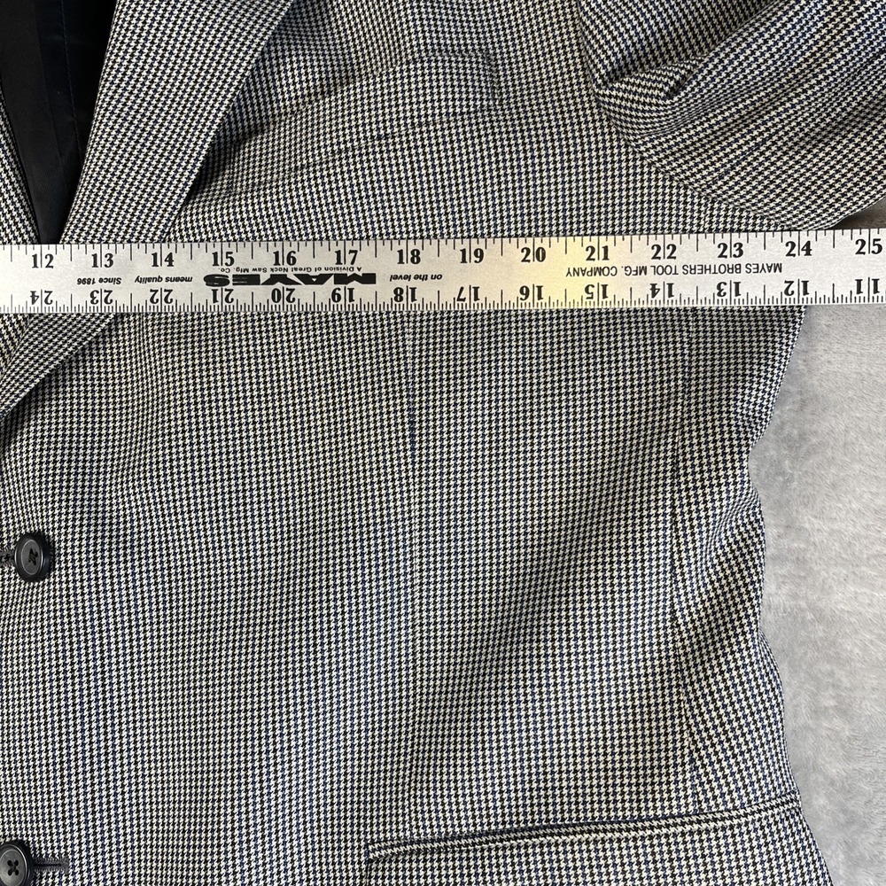Stafford Houndstooth Check Blazer Mens 48R 2-Button Sport Coat Green Blue Jacket - Picture 9 of 10